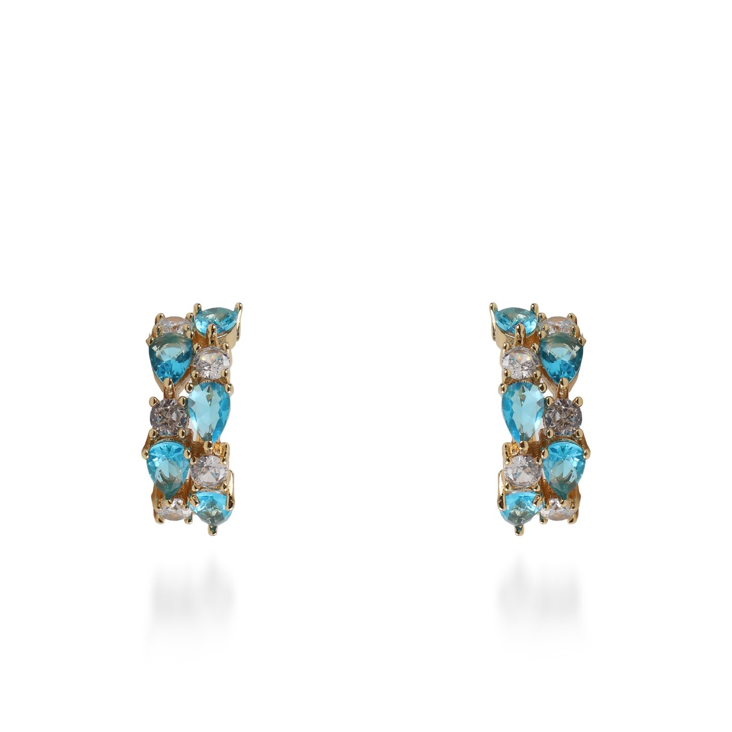 Σκουλαρίκια κρίκοι με πέτρες ζιργκόν Kailey (Light Blue)