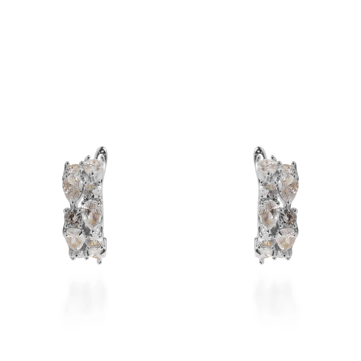 Σκουλαρίκια κρίκοι με πέτρες ζιργκόν Kailey Silver (White)