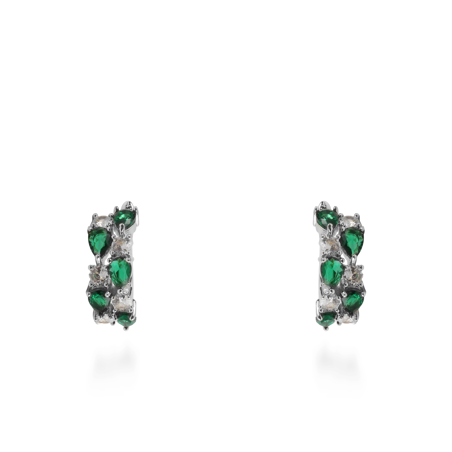 Σκουλαρίκια κρίκοι με πέτρες ζιργκόν Kailey Silver (Green)