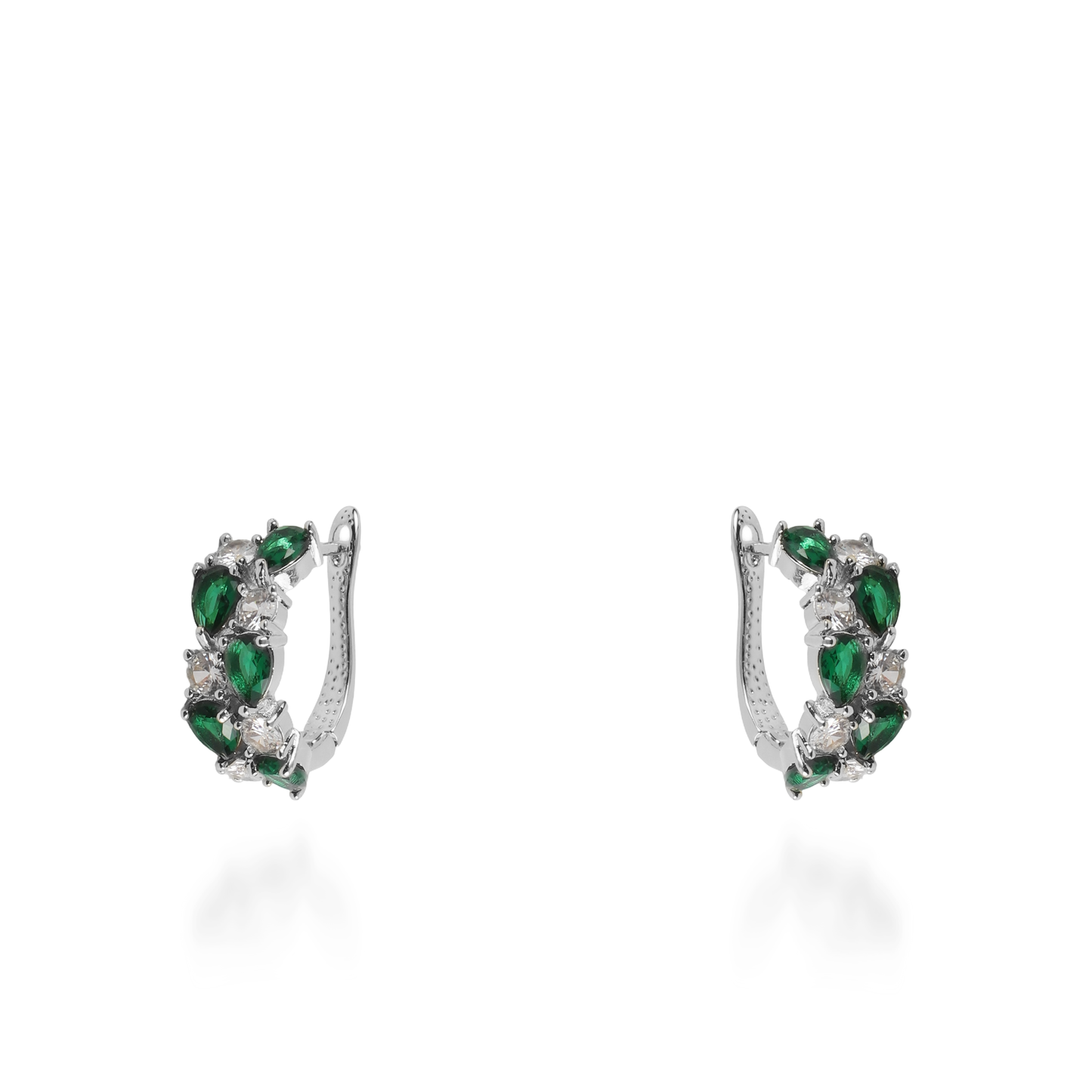 Σκουλαρίκια κρίκοι με πέτρες ζιργκόν Kailey Silver (Green)