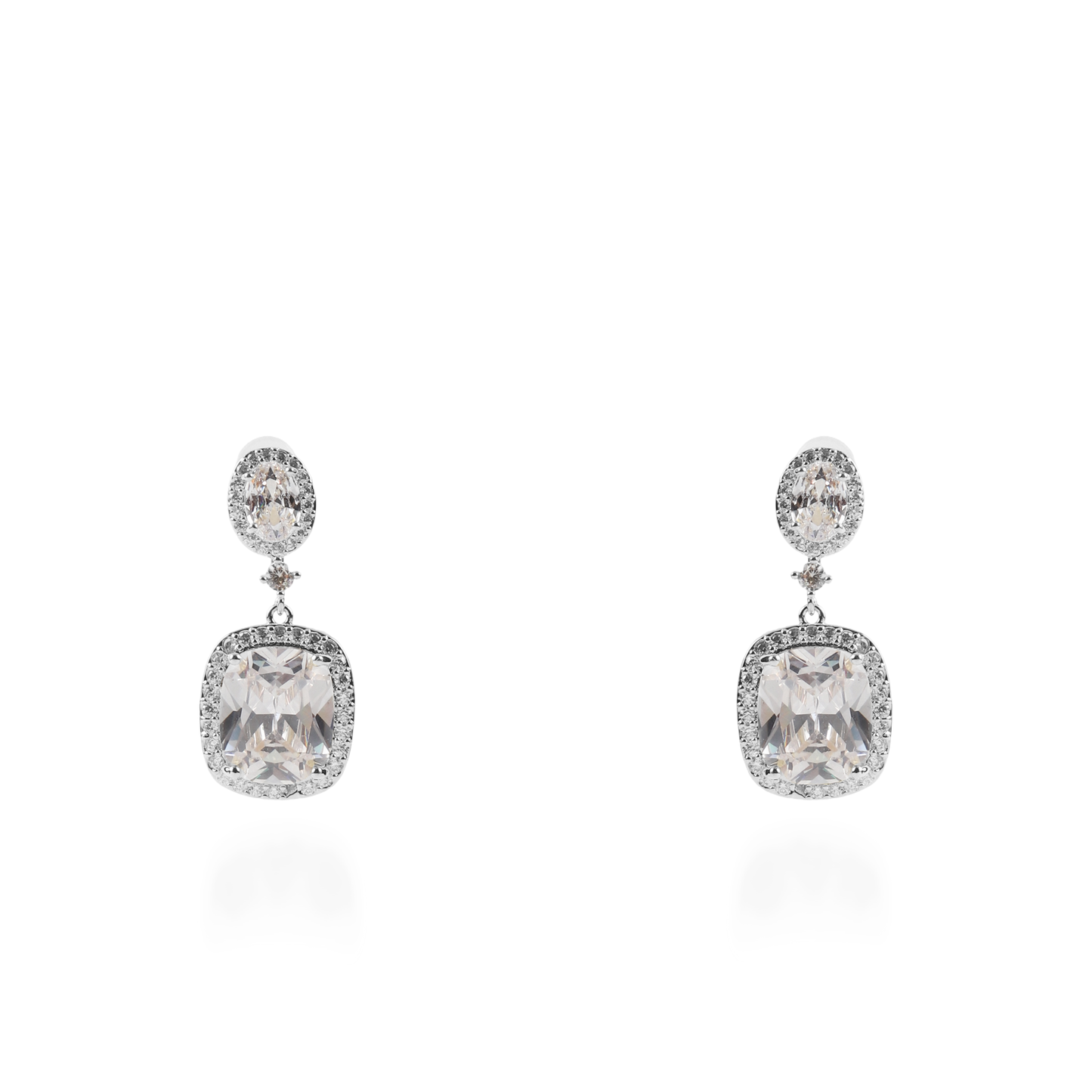 Σκουλαρίκια κρεμαστά με πέτρες ζιργκόν Diana Cube Silver (White)