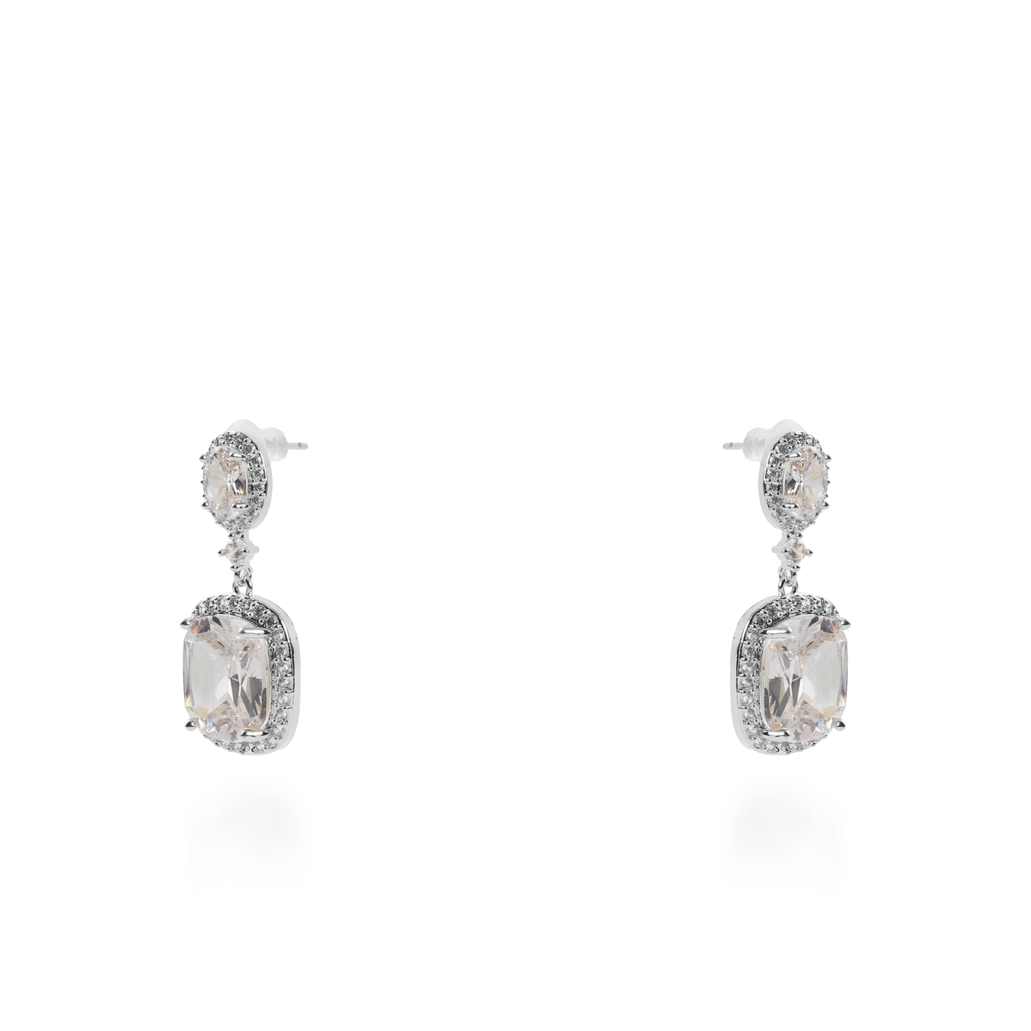 Σκουλαρίκια κρεμαστά με πέτρες ζιργκόν Diana Cube Silver (White)