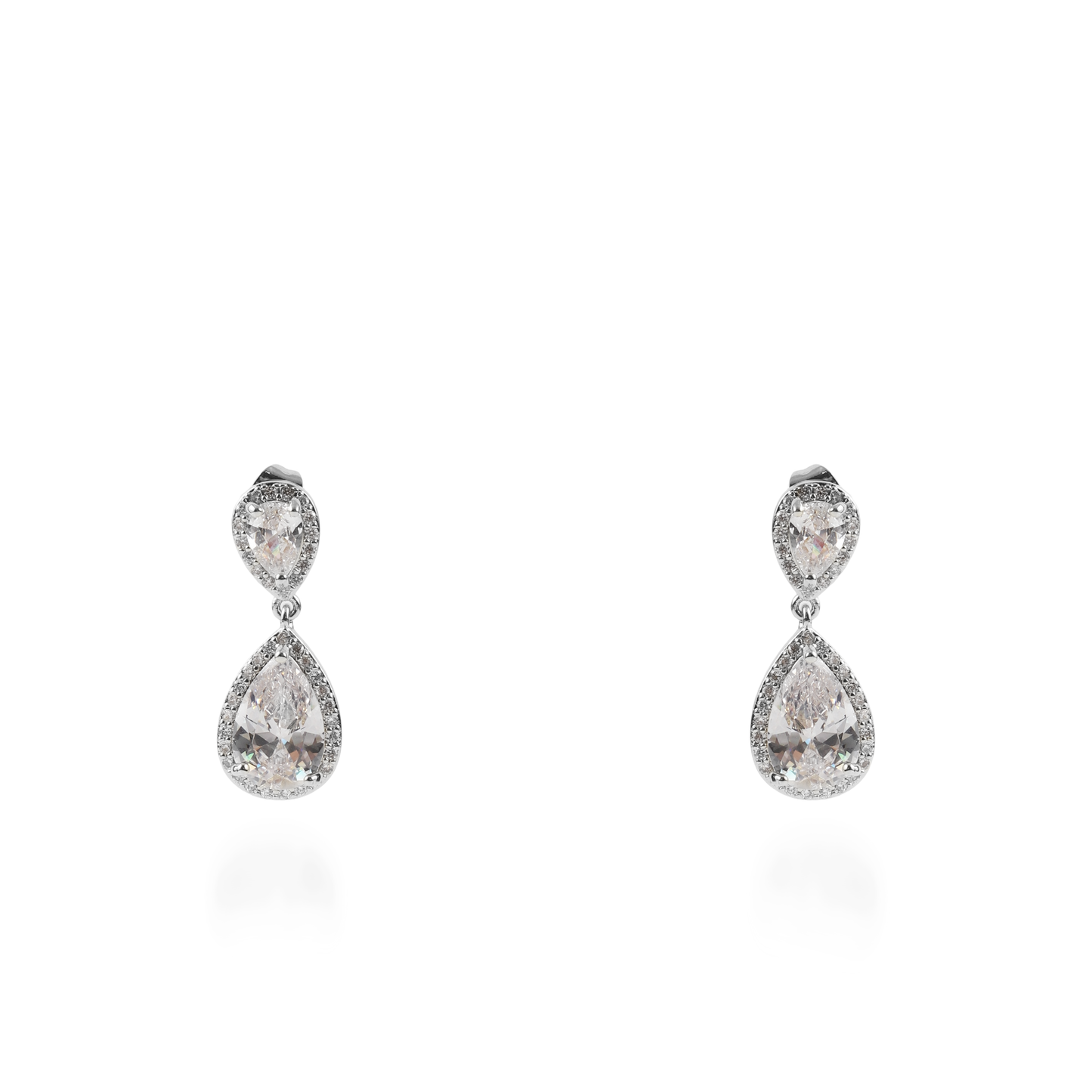 Σκουλαρίκια κρεμαστά με πέτρες ζιργκόν Diana Silver (White)