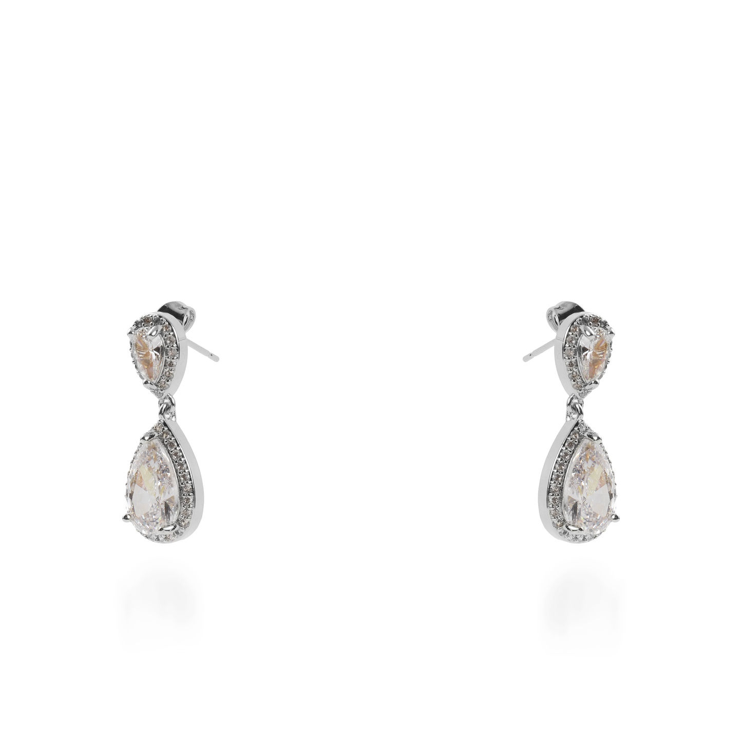 Σκουλαρίκια κρεμαστά με πέτρες ζιργκόν Diana Silver (White)