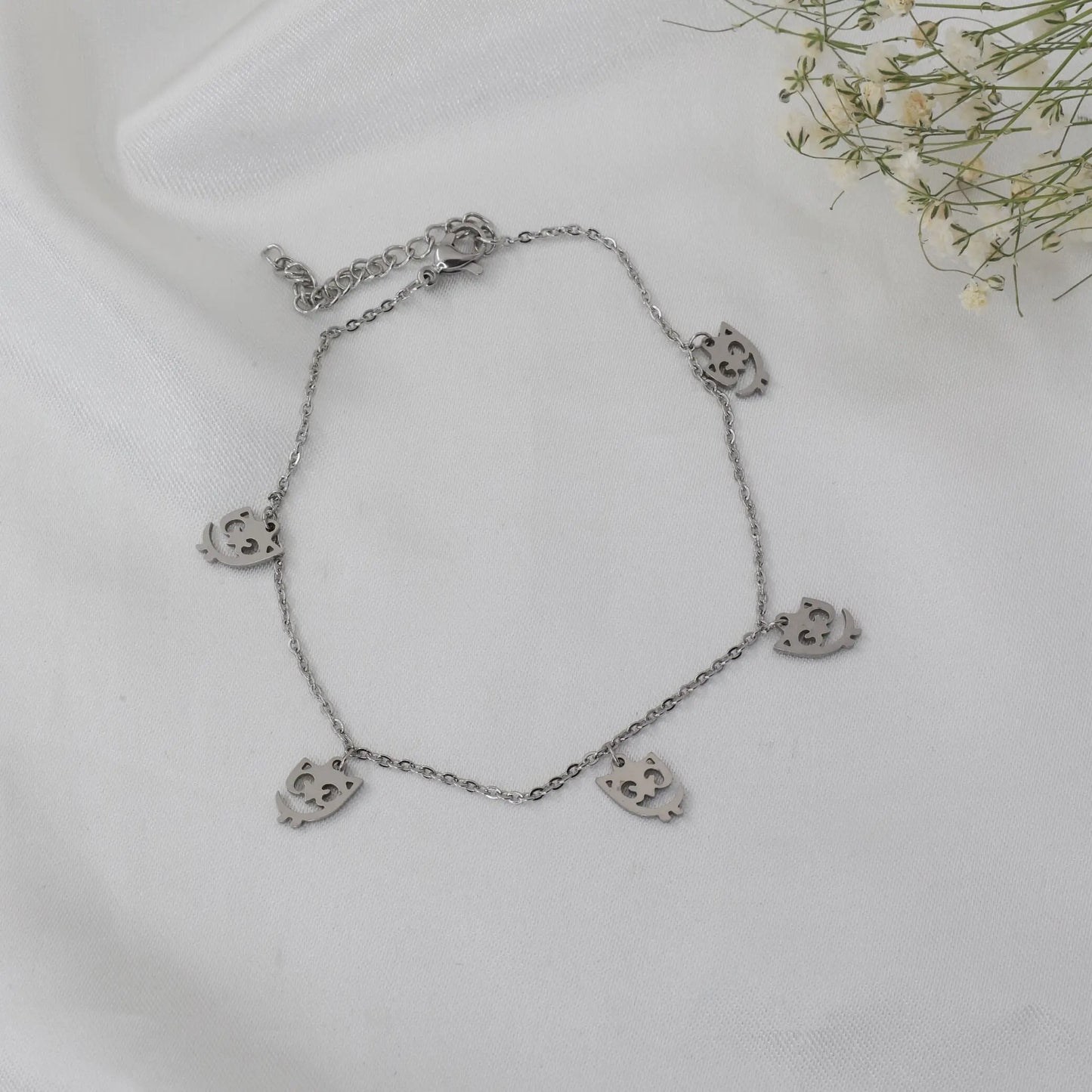 Αλυσίδα ποδιού με κουκουβάγια Mar & Mar Yalin Owl Anklet από ανοξείδωτο ατσάλι