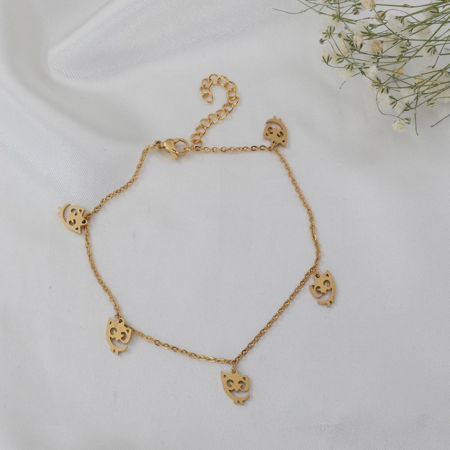 Αλυσίδα ποδιού με κουκουβάγια Mar and Mar Yalin Owl Anklet από ανοξείδωτο ατσάλι