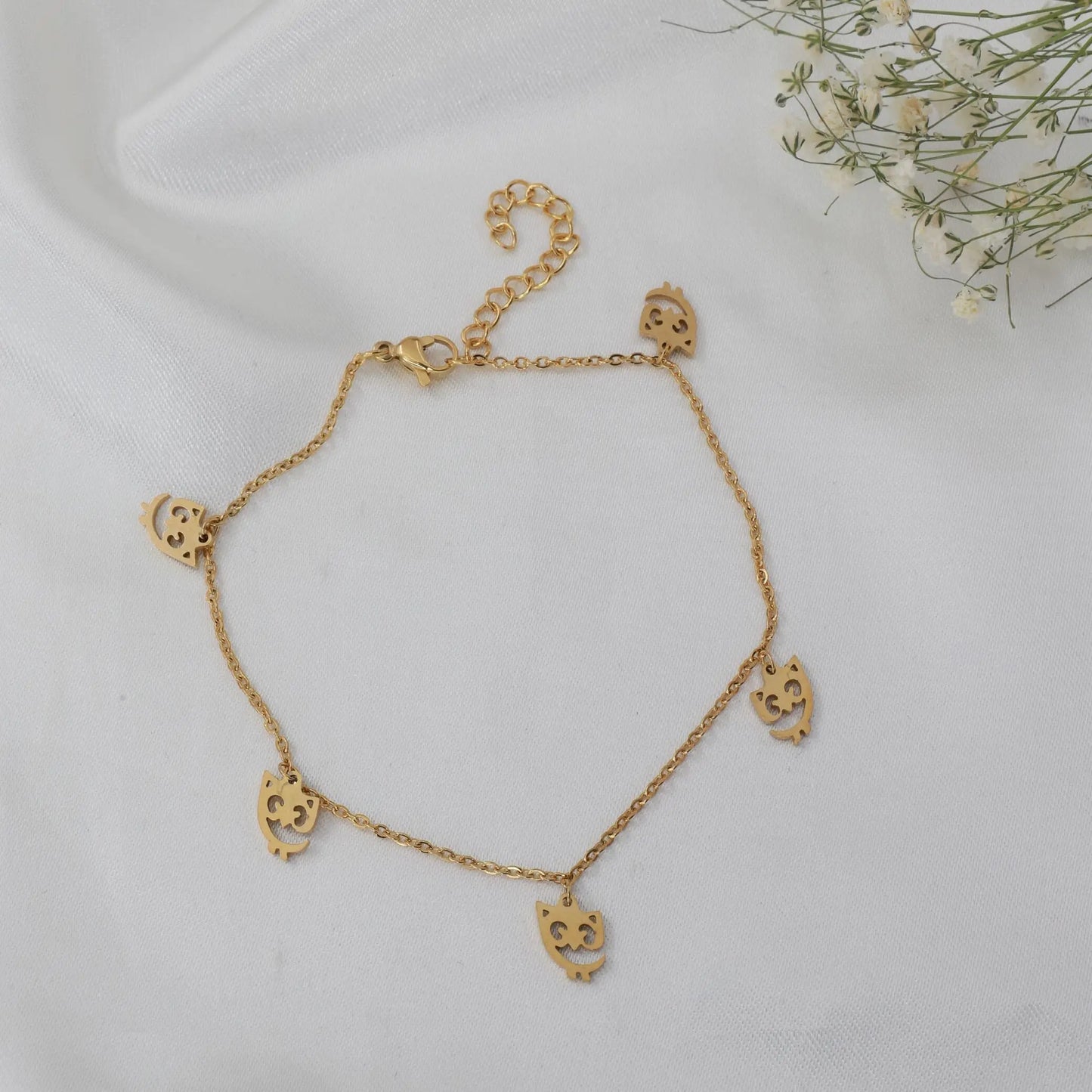 Αλυσίδα ποδιού με κουκουβάγια Mar & Mar Yalin Owl Anklet από ανοξείδωτο ατσάλι