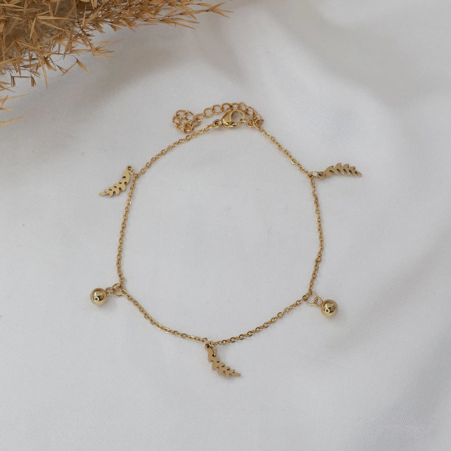 Αλυσίδα ποδιού με φύλλα Mar & Mar Yalin Leaf Anklet από ανοξείδωτο ατσάλι