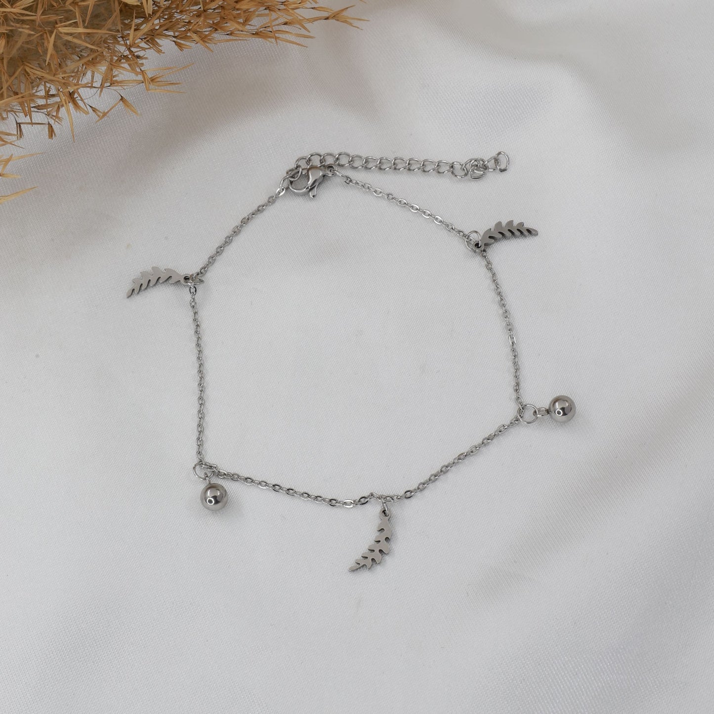 Αλυσίδα ποδιού με φύλλα Mar & Mar Yalin Leaf Anklet από ανοξείδωτο ατσάλι