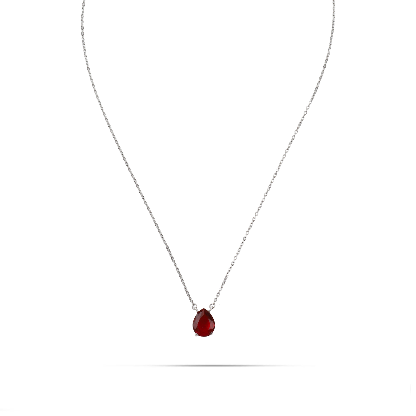 Κολιέ δάκρυ με πέτρες ζιργκόν Mar and Mar Renata Petite (Red) από ανοξείδωτο ατσάλι