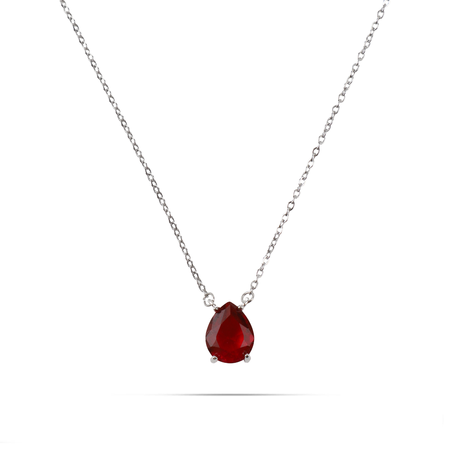 Κολιέ δάκρυ με πέτρες ζιργκόν Mar and Mar Renata Petite (Red) από ανοξείδωτο ατσάλι