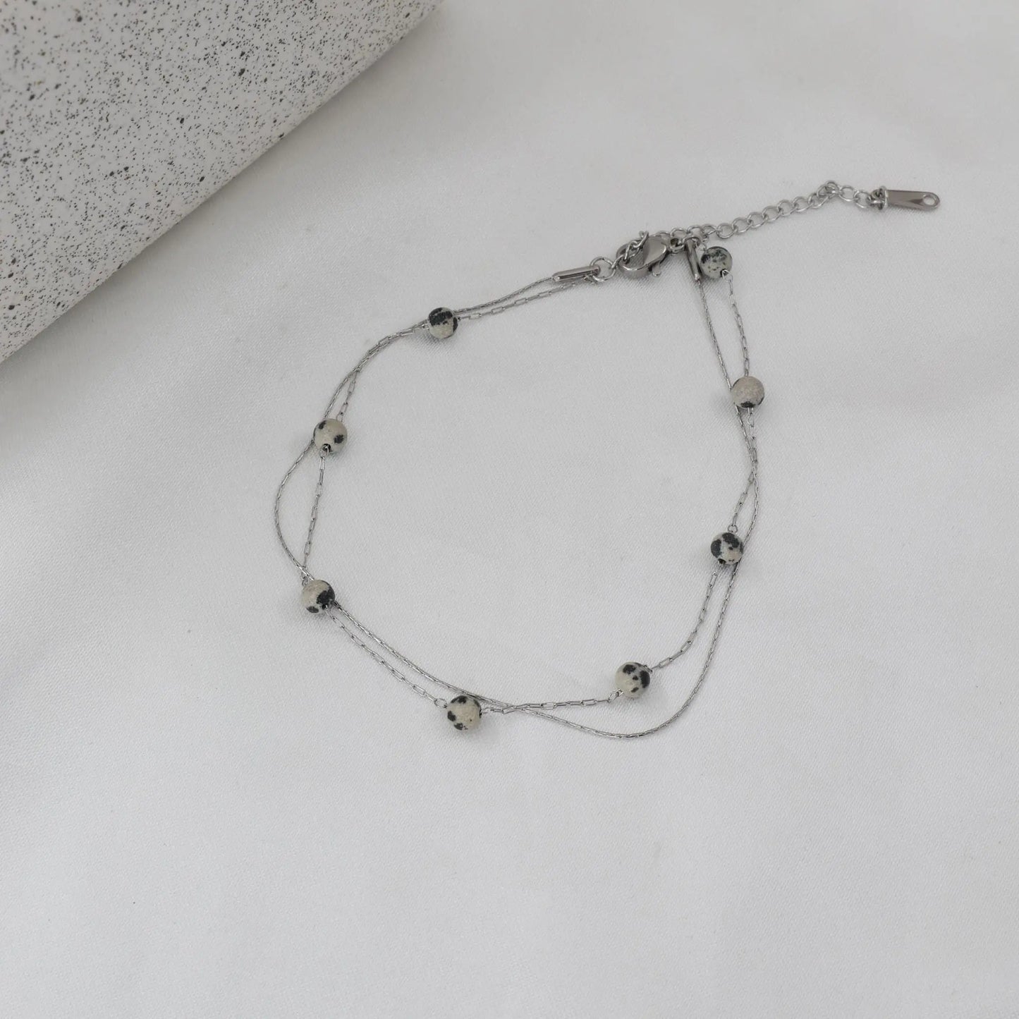 Αλυσίδα ποδιού διπλή με χάντρες Mar & Mar Carina Anklet από ανοξείδωτο ατσάλι
