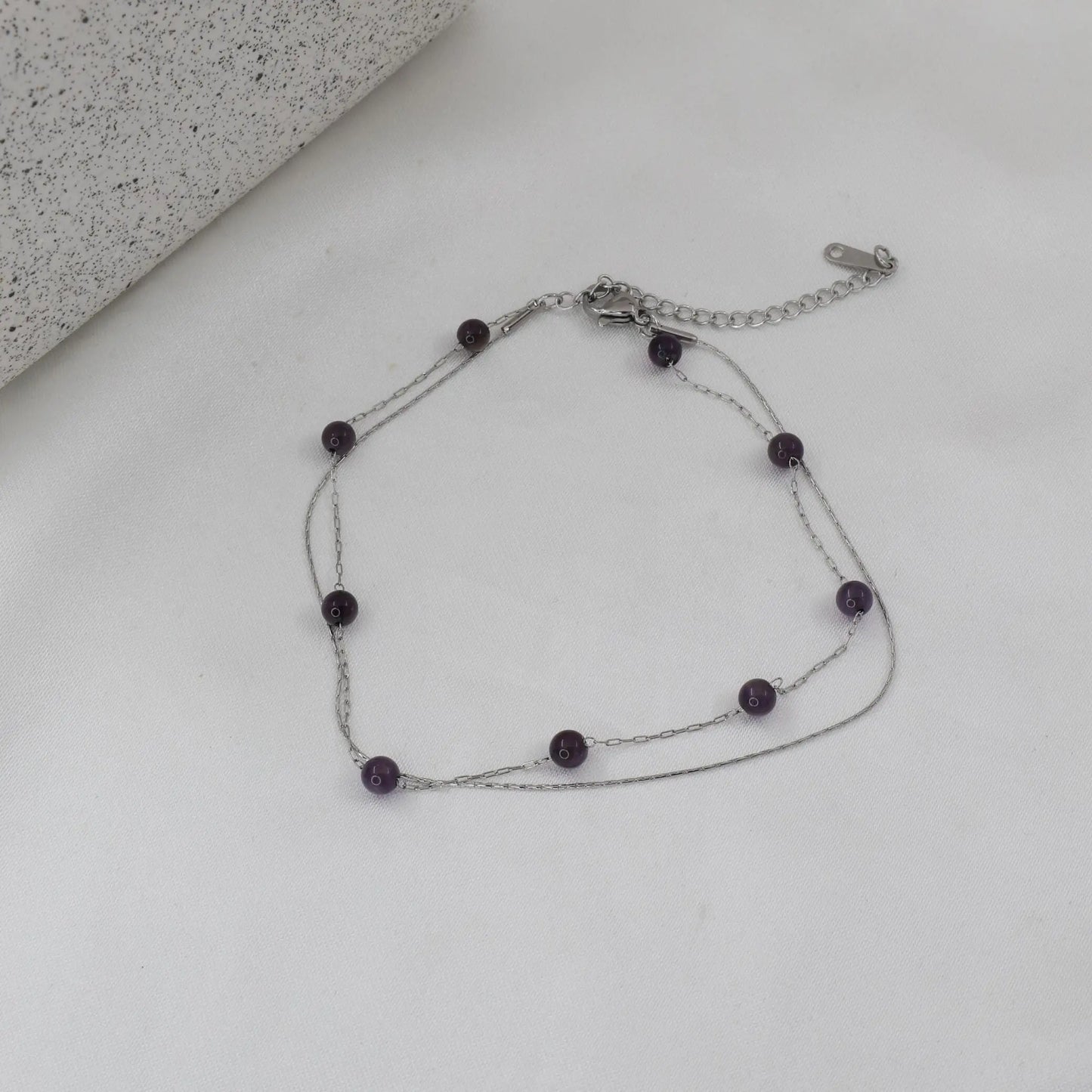 Αλυσίδα ποδιού διπλή με χάντρες Mar & Mar Carina Anklet από ανοξείδωτο ατσάλι