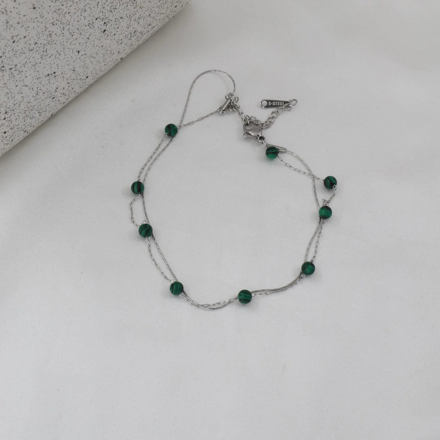 Αλυσίδα ποδιού διπλή με χάντρες Mar & Mar Carina Anklet από ανοξείδωτο ατσάλι