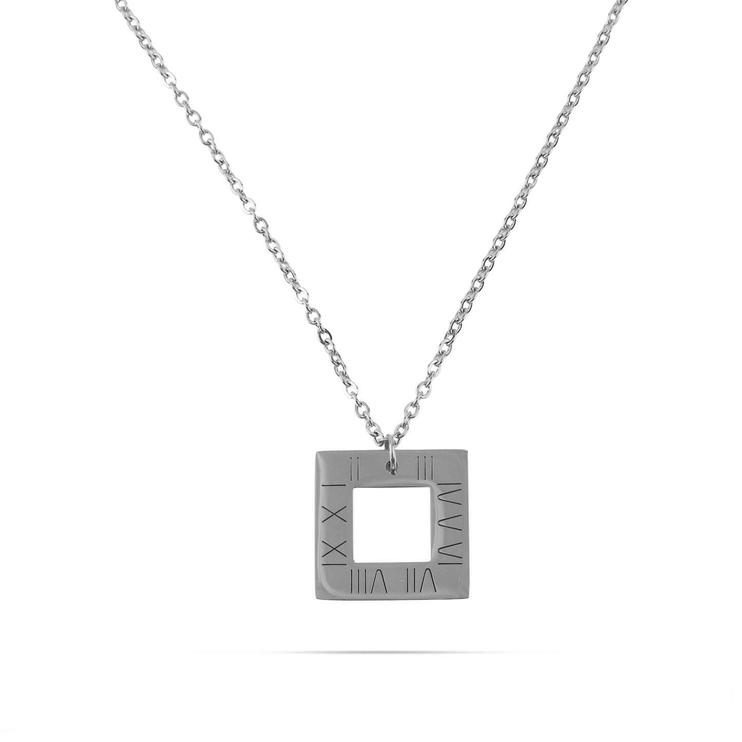 Κολιέ κύβος Mar and Mar Latin Numbers (Silver) από ανοξείδωτο ατσάλι