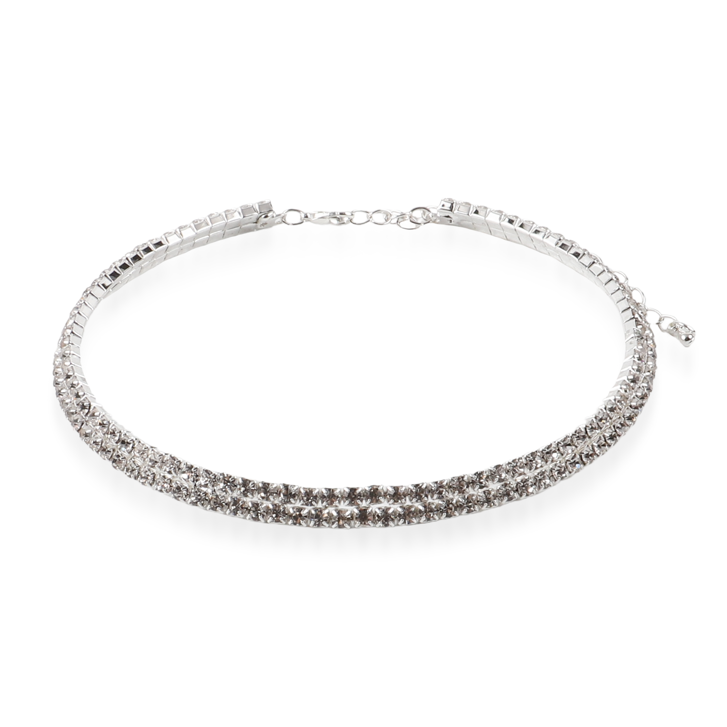 Choker με πέτρες ζιργκόν σε λευκό χρώμα Mar and Mar Tennis Double Choker