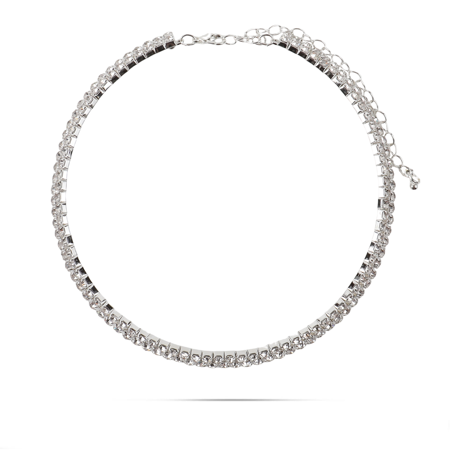 Choker με πέτρες ζιργκόν σε λευκό χρώμα Mar and Mar Tennis Double Choker