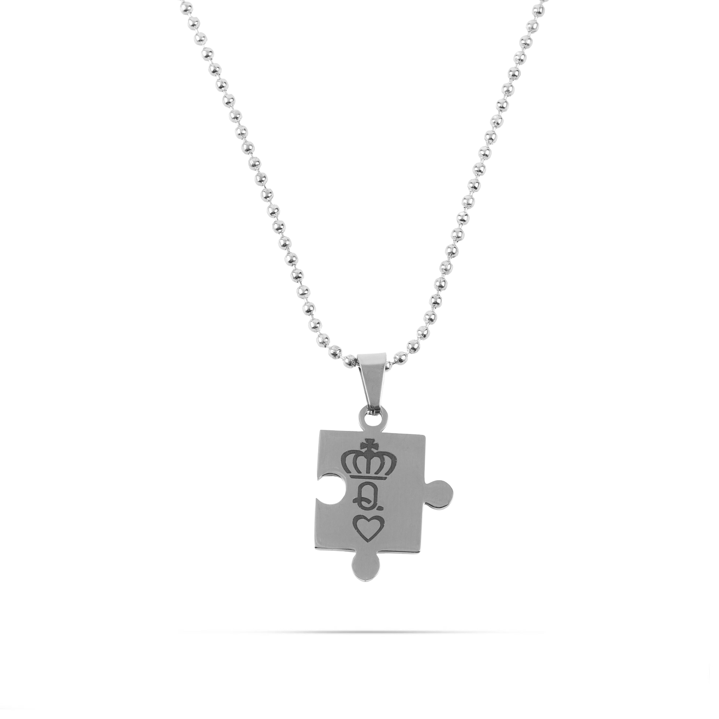 Κολιέ κομμάτια παζλ Mar and Mar Puzzle K and Q (Silver) από ανοξείδωτο ατσάλι