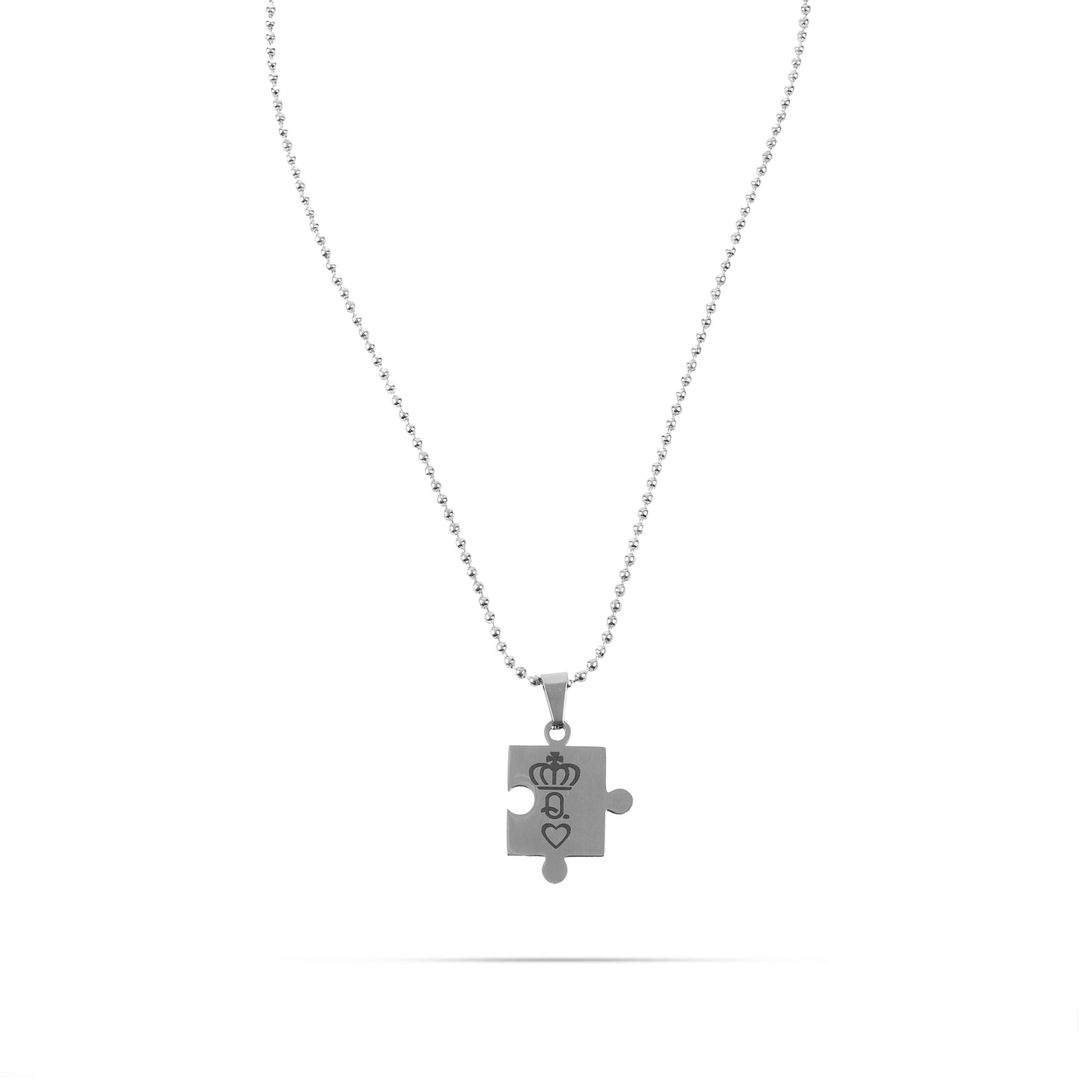 Κολιέ κομμάτια παζλ Mar and Mar Puzzle K and Q (Silver) από ανοξείδωτο ατσάλι