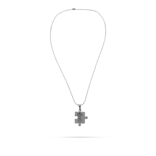 Κολιέ κομμάτια παζλ Mar and Mar Puzzle K and Q (Silver) από ανοξείδωτο ατσάλι