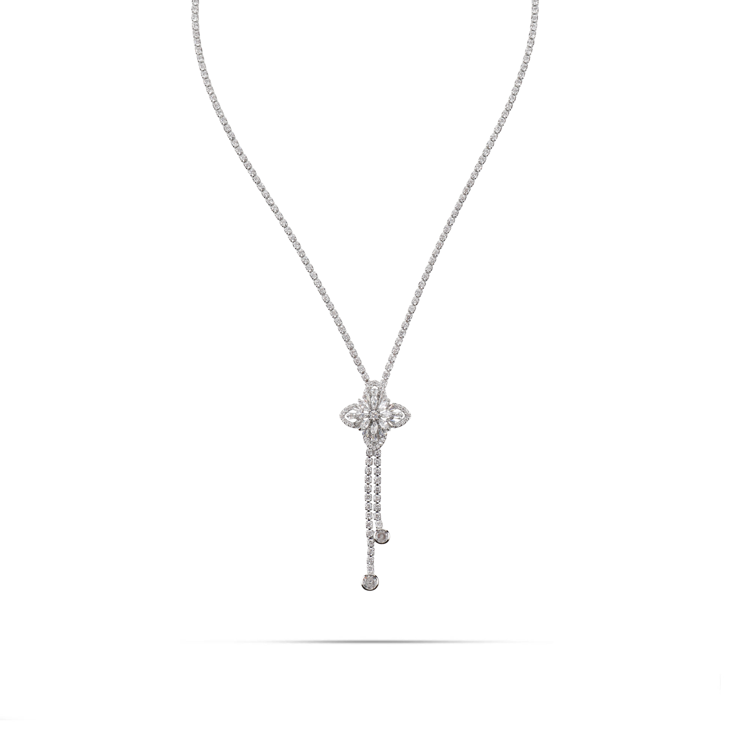 Κολιέ tennis tie με πέτρες ζιργκόν Mar and Mar Ellesie Flower (Silver)