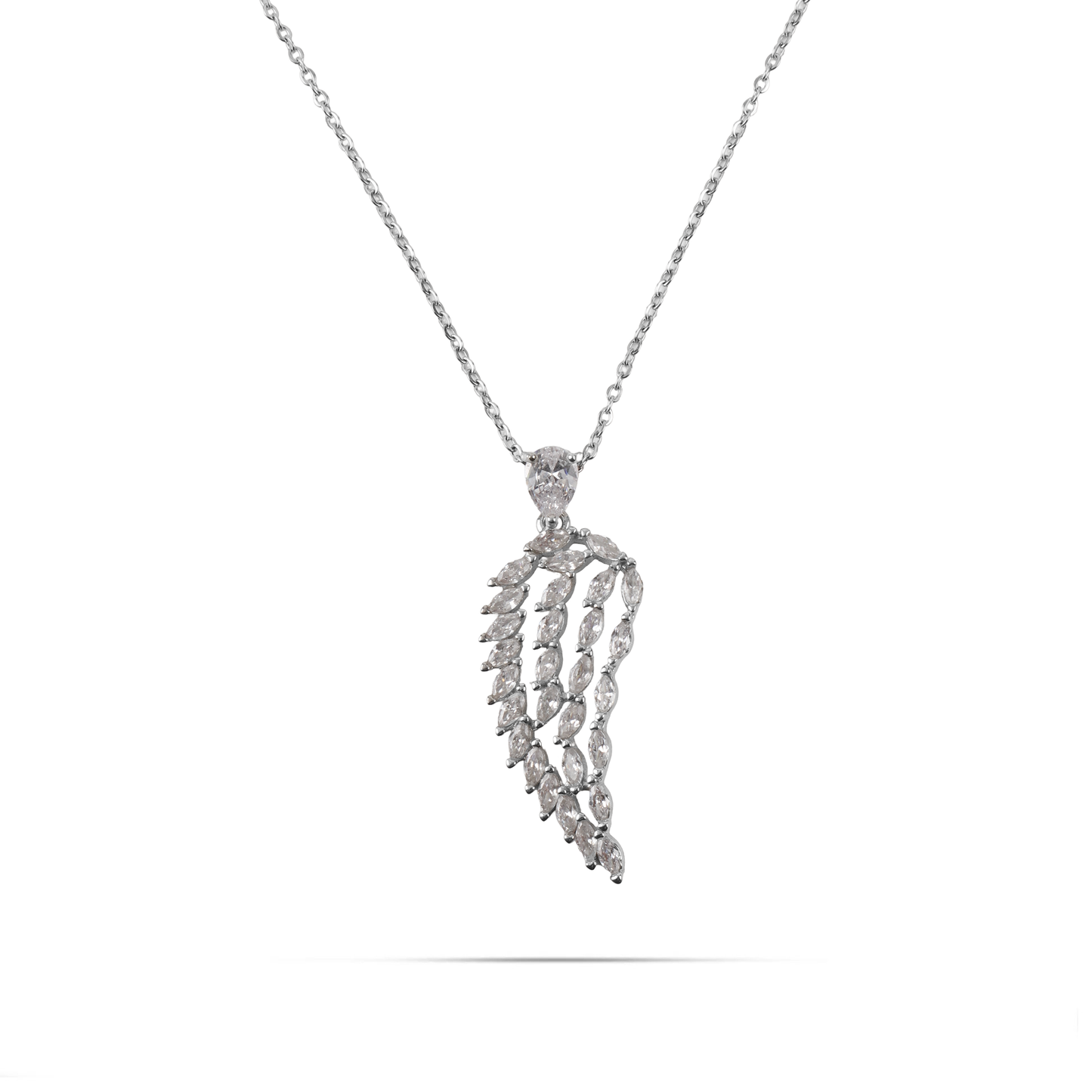 Κολιέ με πέτρες ζιργκόν Mar and Mar Feather Sparkle από ανοξείδωτο ατσάλι