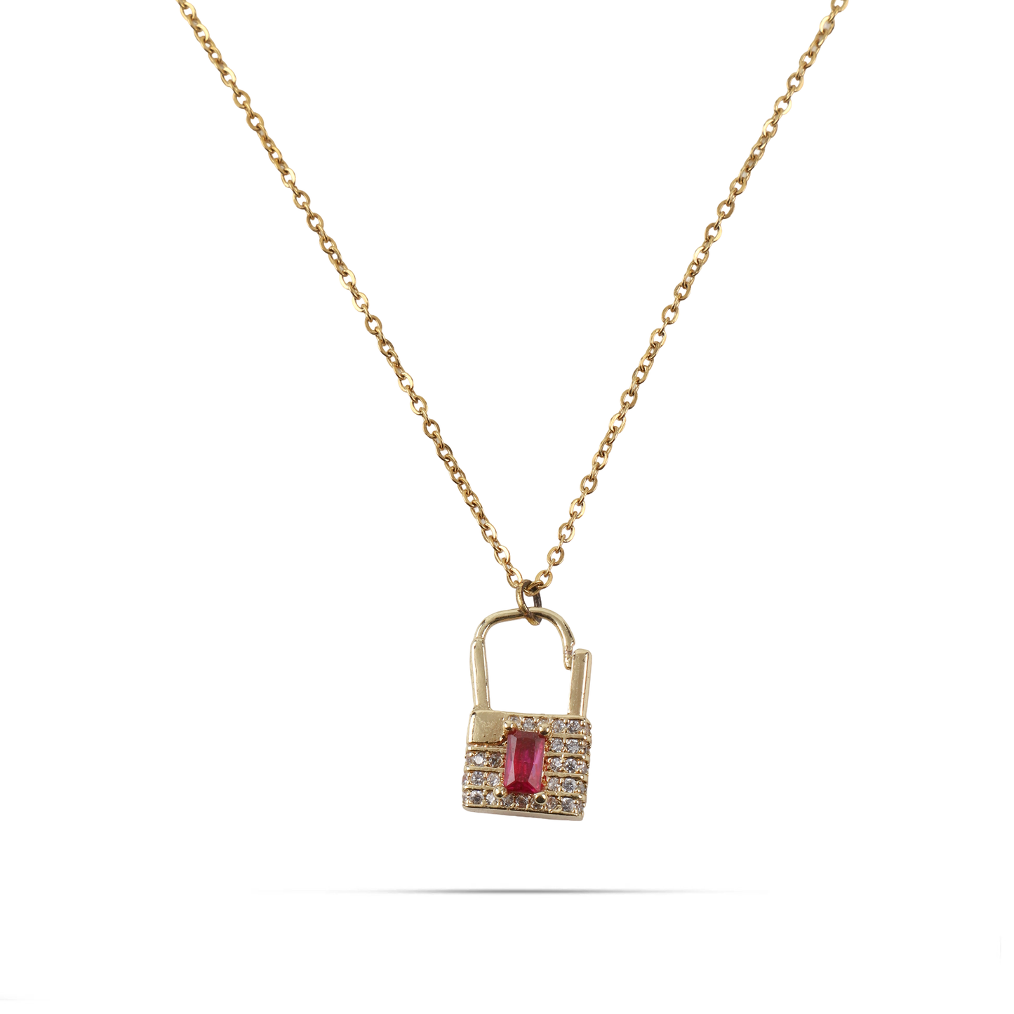 Κολιέ κλειδαριά με πέτρες ζιργκόν Mar and Mar Locket από ανοξείδωτο ατσάλι