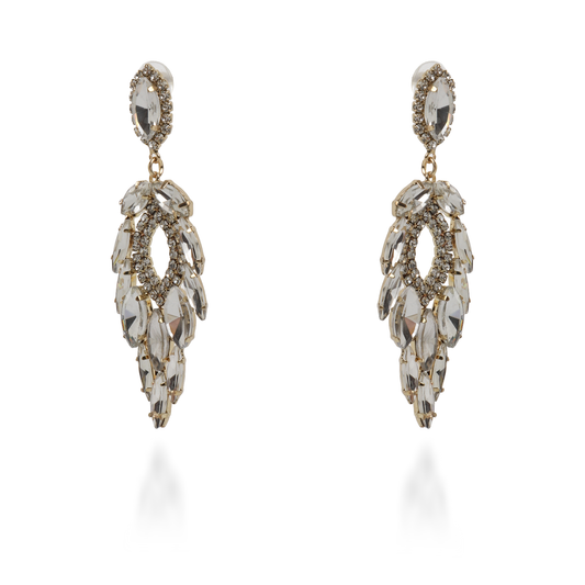 Σκουλαρίκια κρεμαστά με πέτρες ζιργκόν Nevelle (White)