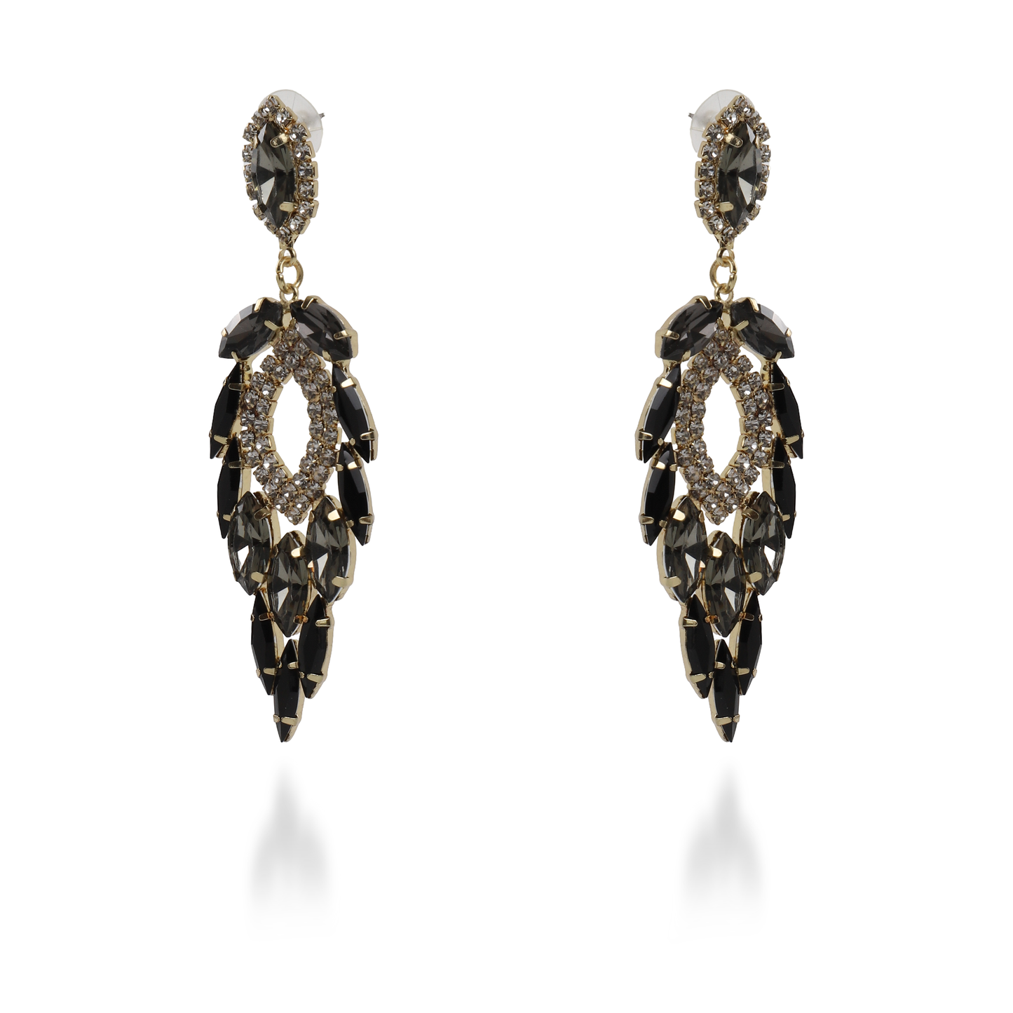 Σκουλαρίκια κρεμαστά με πέτρες ζιργκόν Nevelle (Black)