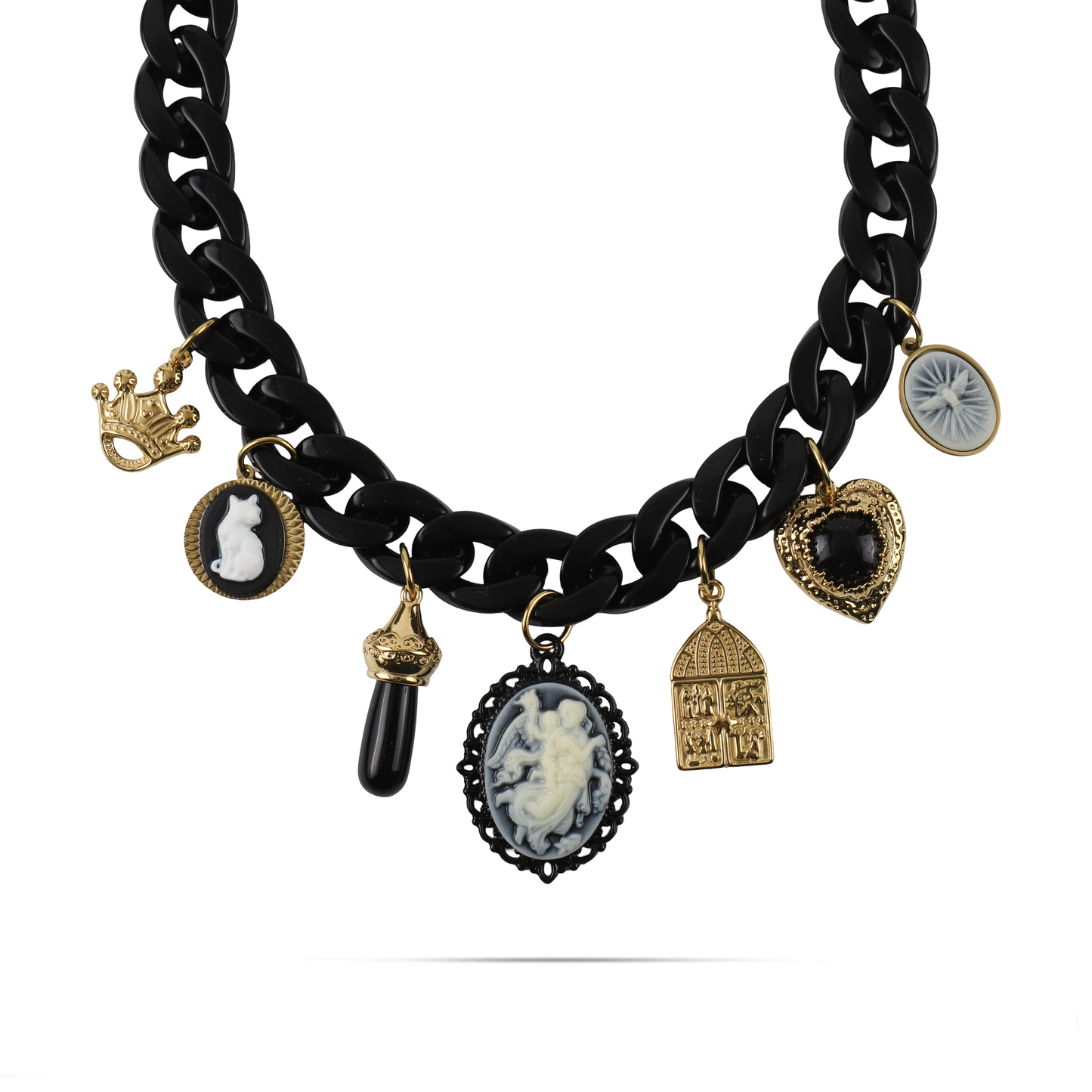 Κολιέ με charms και αλυσίδα κοκκάλινη Mar and Mar Belinda από ανοξείδωτο ατσάλι