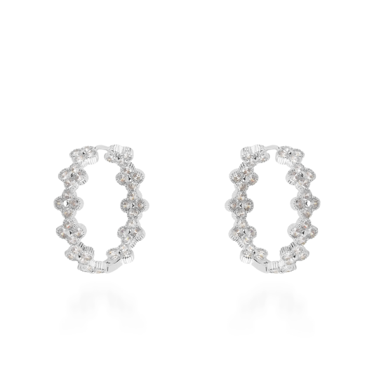 Σκουλαρίκια κρίκοι με πέτρες ζιργκόν Mar and Mar Athena Flower (Silver)