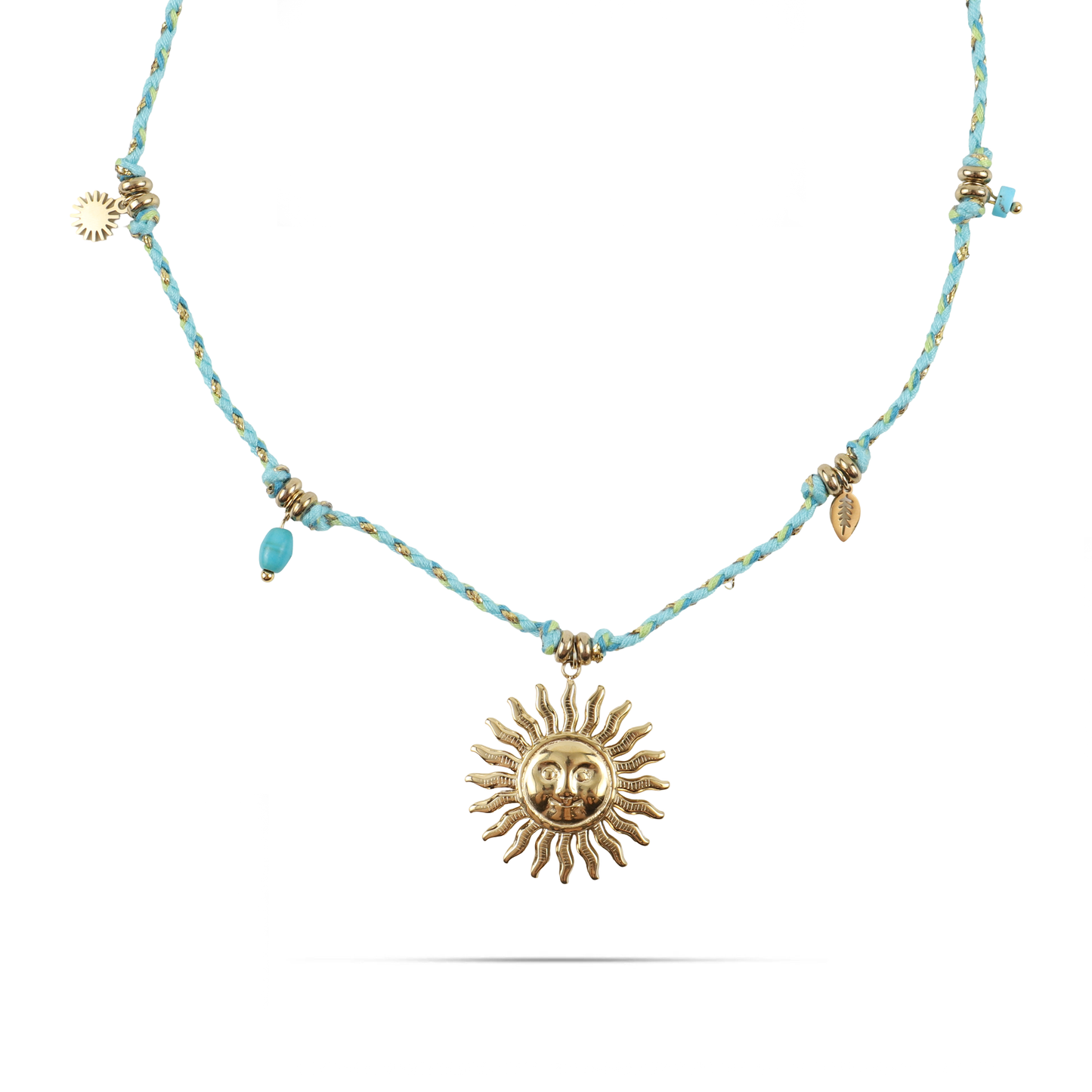 Κολιέ με ήλιο Mar and Mar Myra (Light Blue) από ανοξείδωτο ατσάλι με κορδόνι