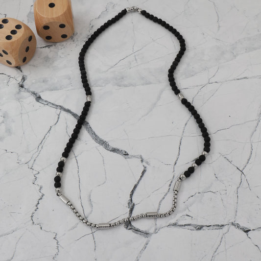 Ανδρικό κολιέ αλυσίδα με χάντρες Mar and Mar Uldon (Black) από ανοξείδωτο ατσάλι