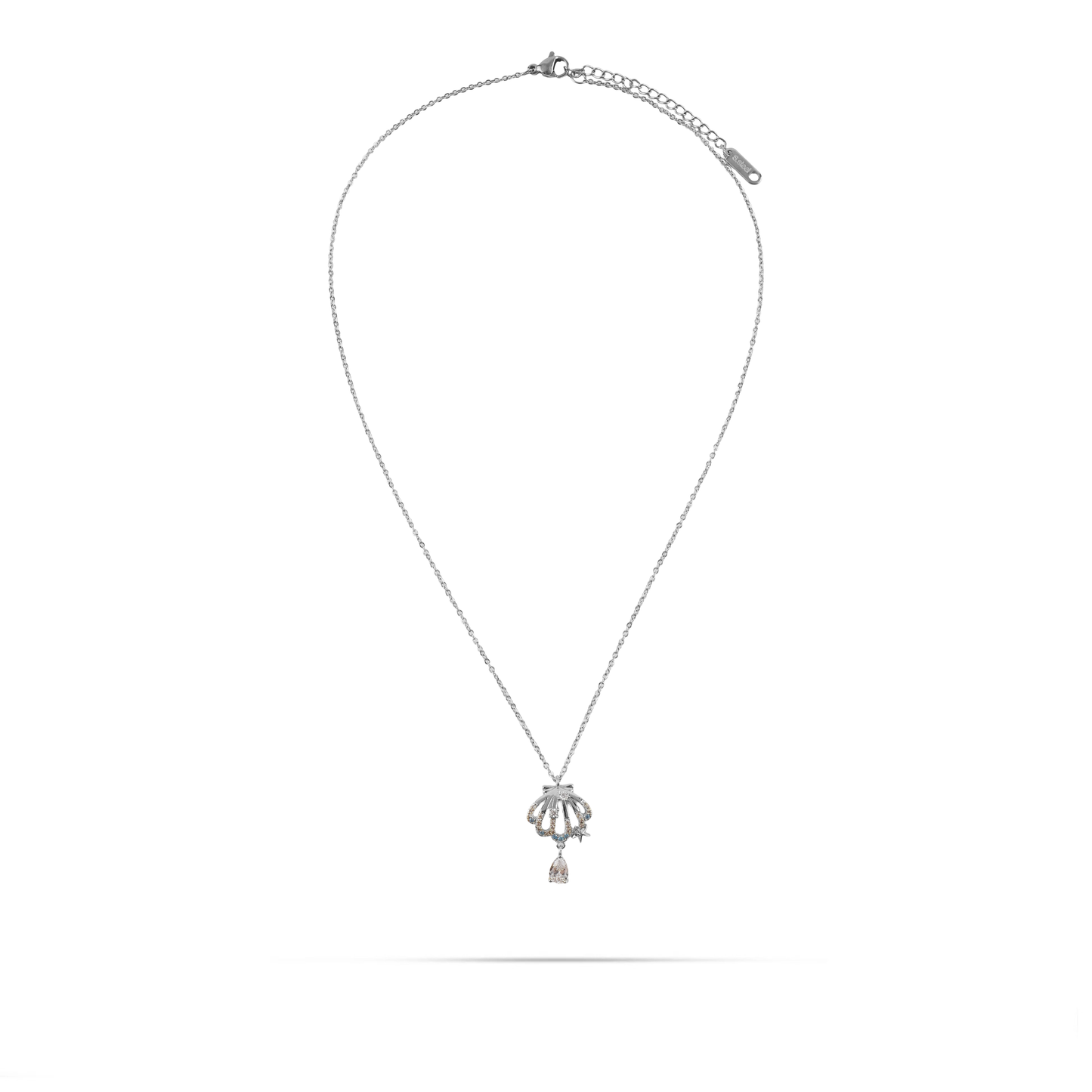 Κολιέ με κορώνα και πέτρες ζιργκόν Mar and Mar Irida Crown Silver από ανοξείδωτο ατσάλι
