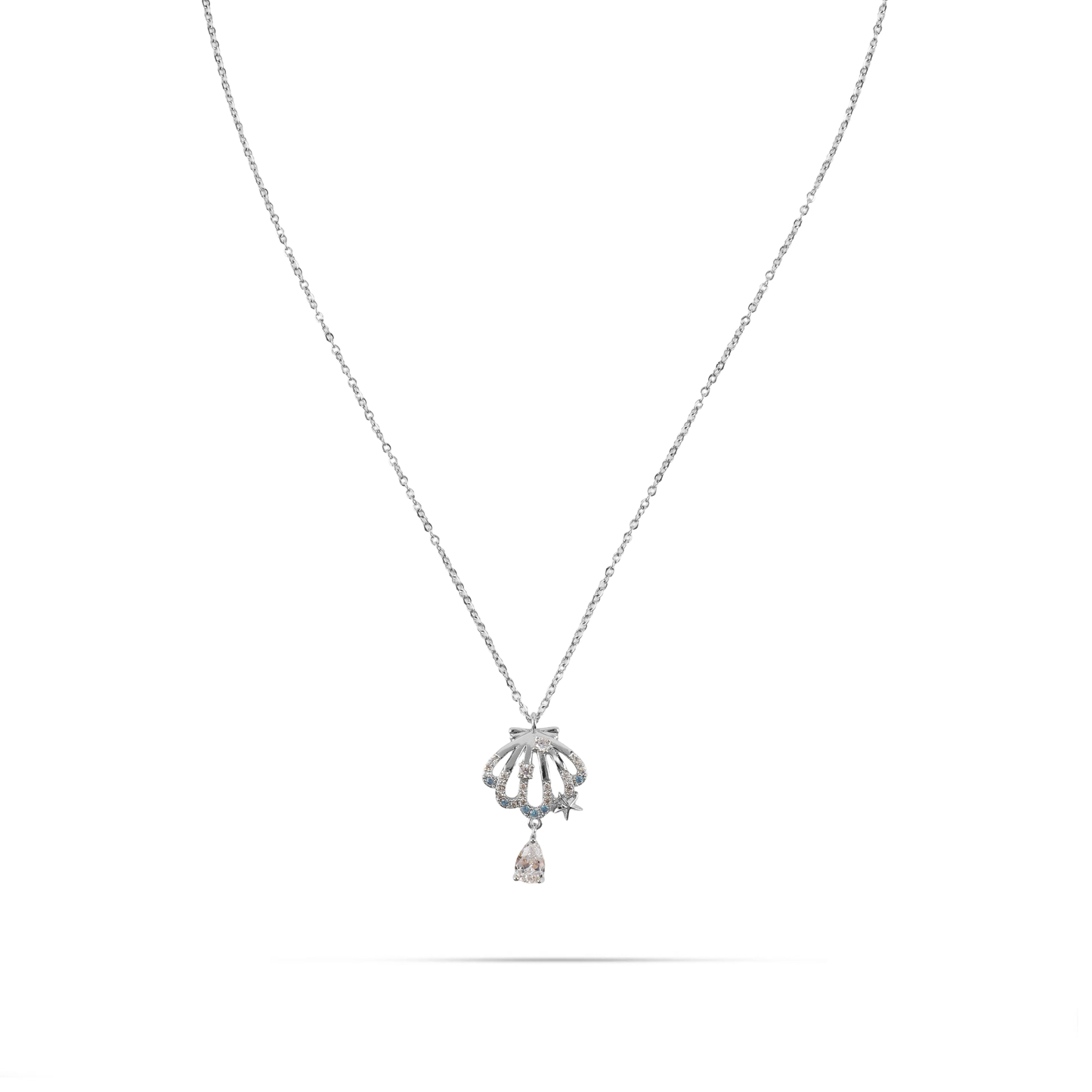 Κολιέ με κορώνα και πέτρες ζιργκόν Mar and Mar Irida Crown Silver από ανοξείδωτο ατσάλι