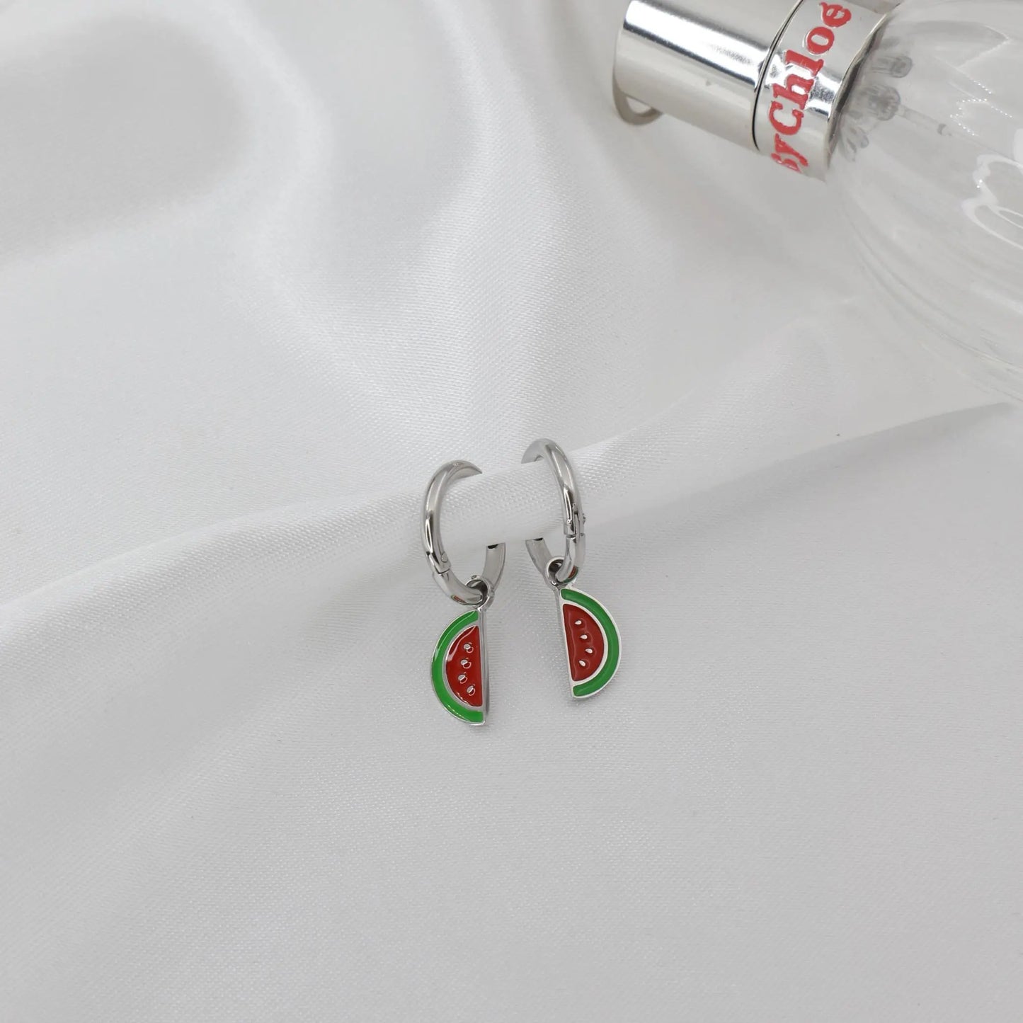 Σκουλαρίκια κρεμαστά καρπούζι Mar & Mar Watermelon από ανοξείδωτο ατσάλι