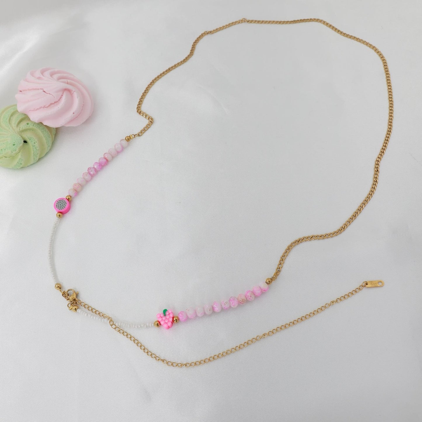 Αλυσίδα κοιλιάς/μέσης με χάντρες Mar and Mar Belly Chain Pink από ανοξείδωτο ατσάλι