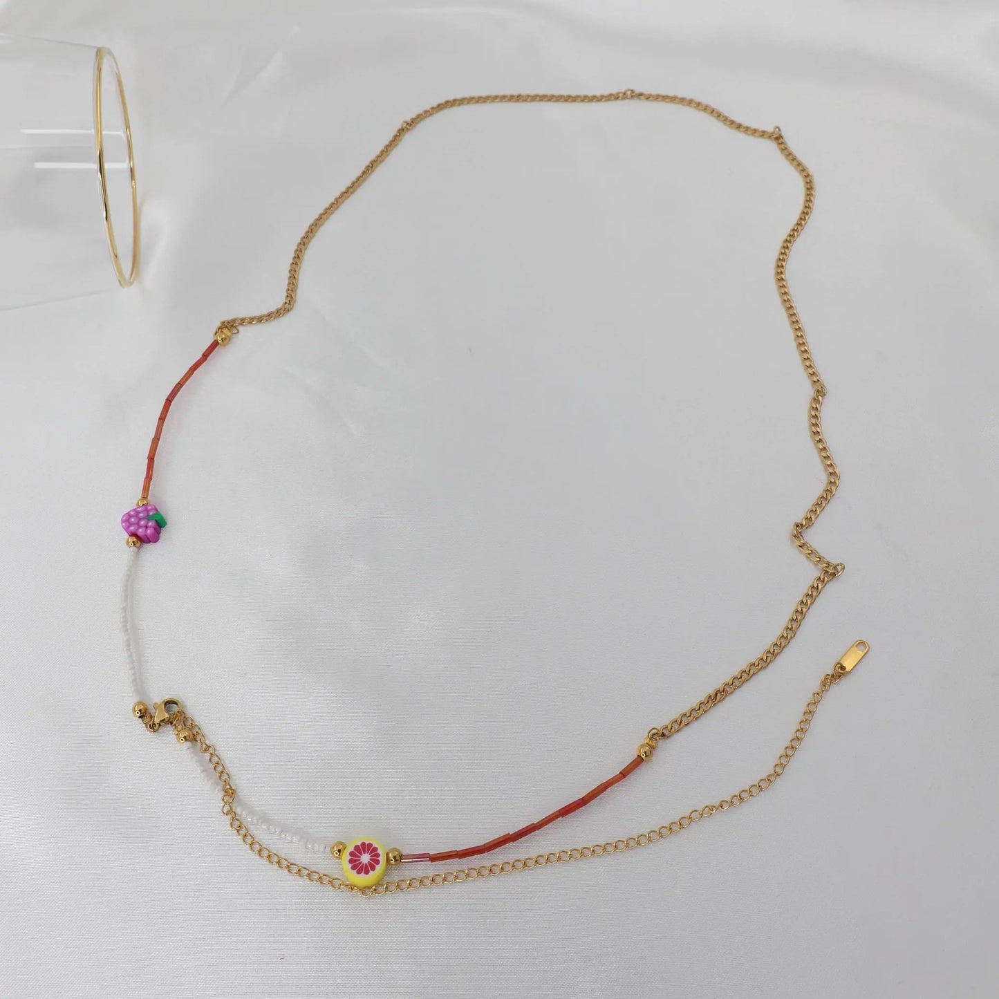 Αλυσίδα κοιλιάς/μέσης με χάντρες Mar & Mar Belly Chain Merlot από ανοξείδωτο ατσάλι