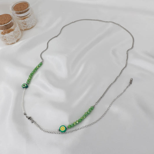 Αλυσίδα κοιλιάς/μέσης με χάντρες Mar and Mar Belly Chain Green από ανοξείδωτο ατσάλι
