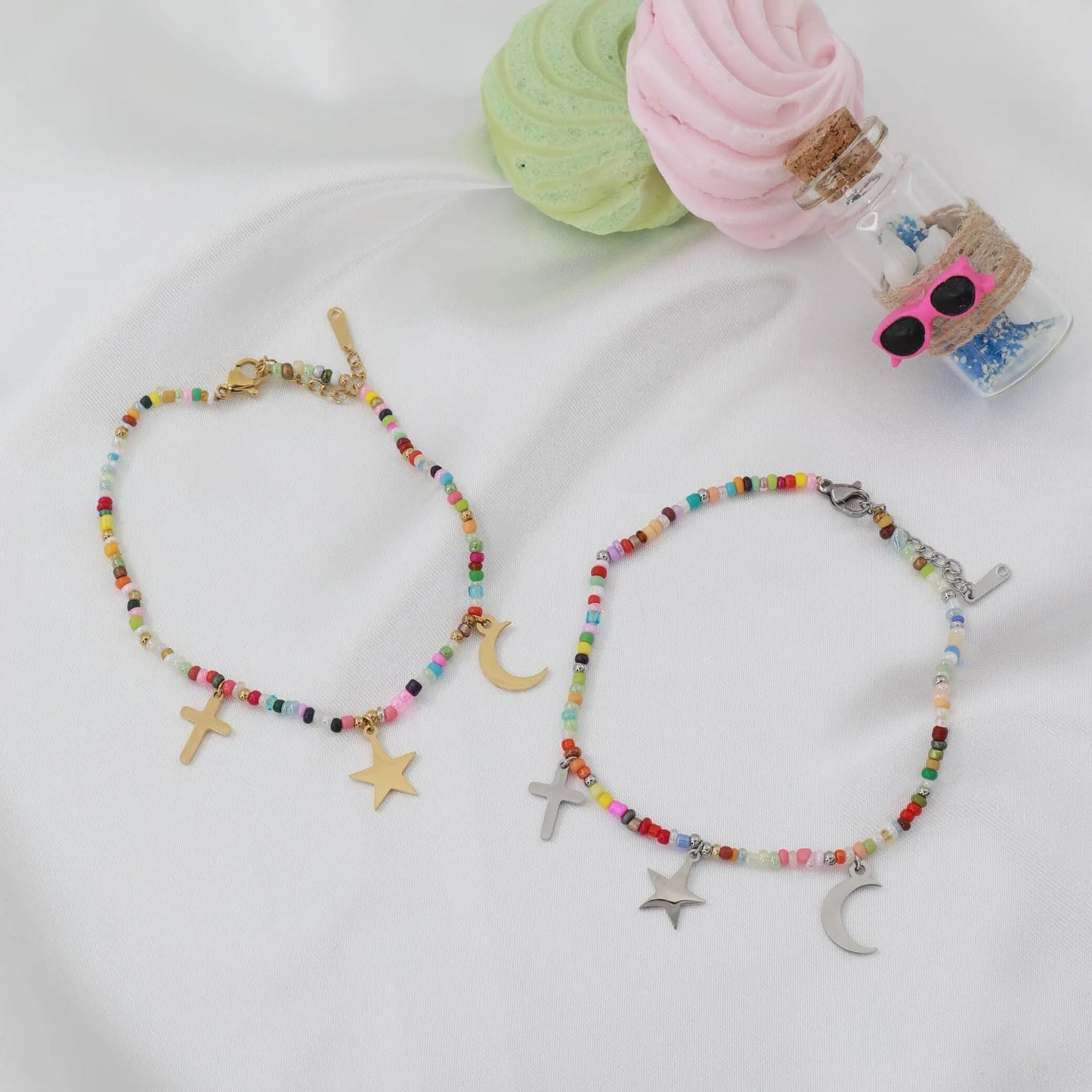 Αλυσίδα ποδιού με χάντρες Mar & Mar Silvana II Anklet από ανοξείδωτο ατσάλι