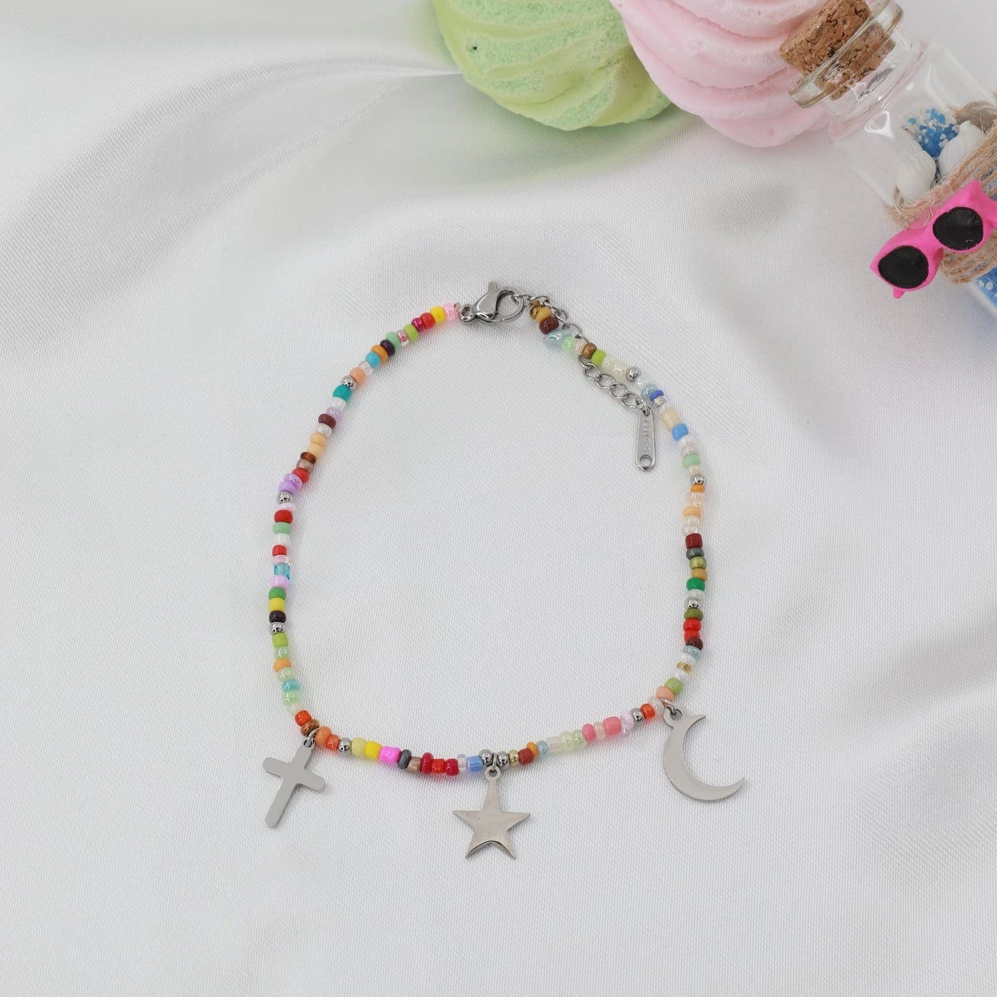 Αλυσίδα ποδιού με χάντρες Mar & Mar Silvana II Anklet από ανοξείδωτο ατσάλι