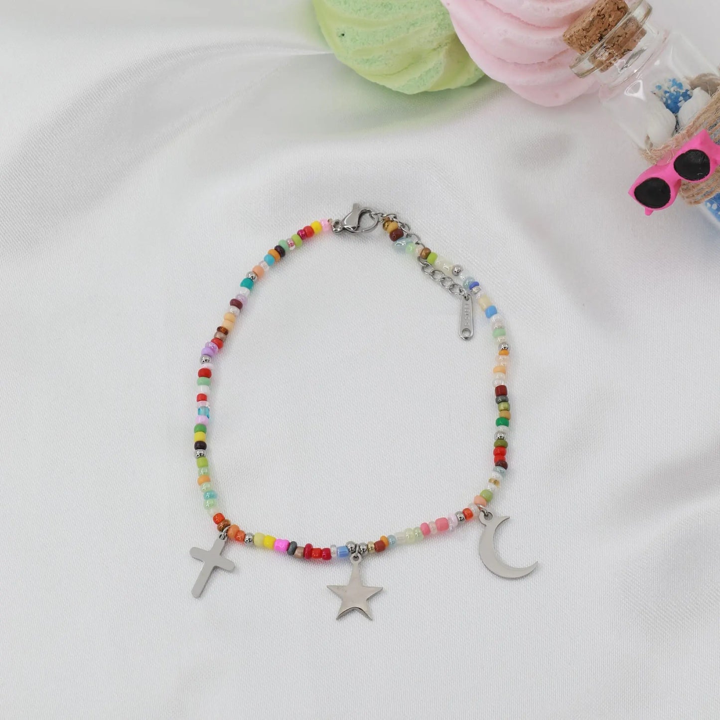 Αλυσίδα ποδιού με χάντρες Mar & Mar Silvana II Anklet από ανοξείδωτο ατσάλι