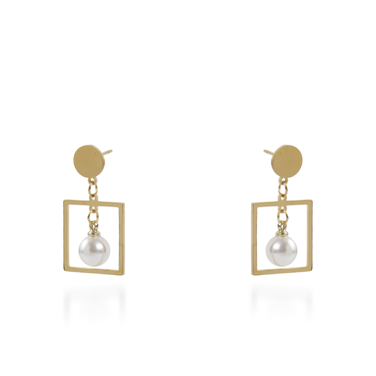 Σκουλαρίκια κρεμαστά με πέρλα Mar and Mar Azaria από ανοξείδωτο ατσάλι