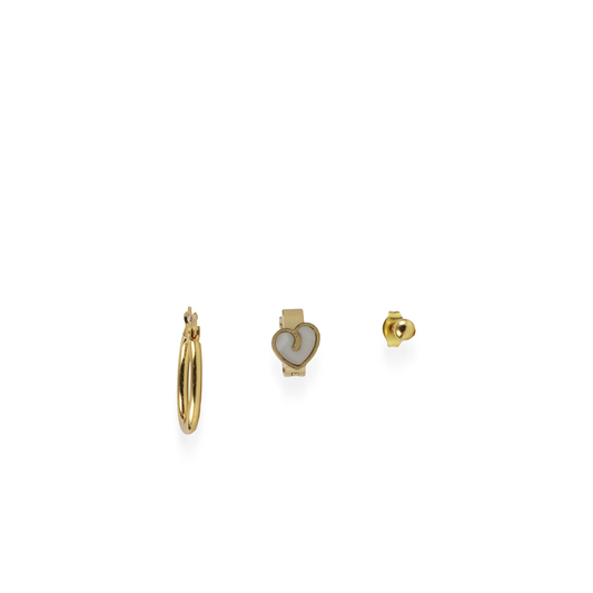 Σετ σκουλαρίκια με καρδιά και κρικάκι Mar and Mar Set Heart από ανοξείδωτο ατσάλι