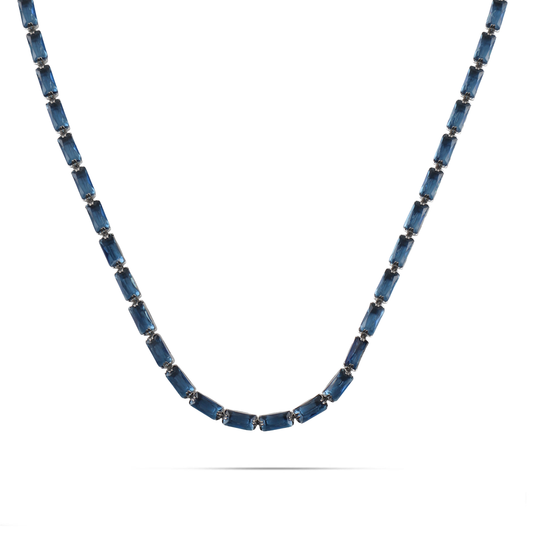 Κολιέ με πέτρες ζιργκόν Mar and Mar Liliana (Blue) Silver από ανοξείδωτο ατσάλι