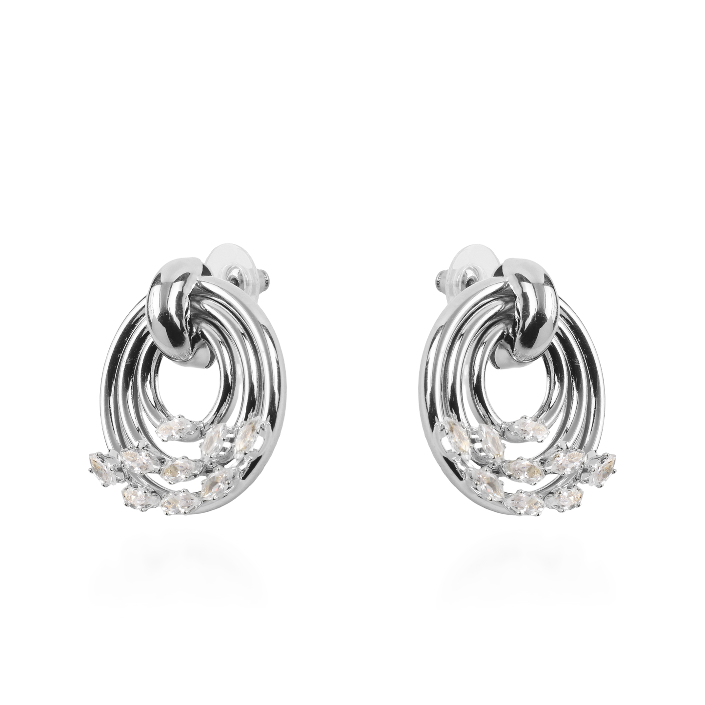 Σκουλαρίκια καρφωτά με ζιργκόν Mar and Mar Riona (Silver)