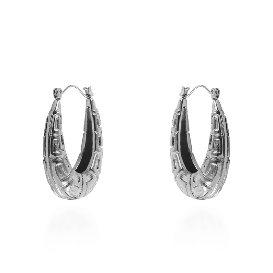 Σκουλαρίκια κρίκοι με μαίανδρο Mar and Mar Miory (Silver) από ανοξείδωτο ατσάλι