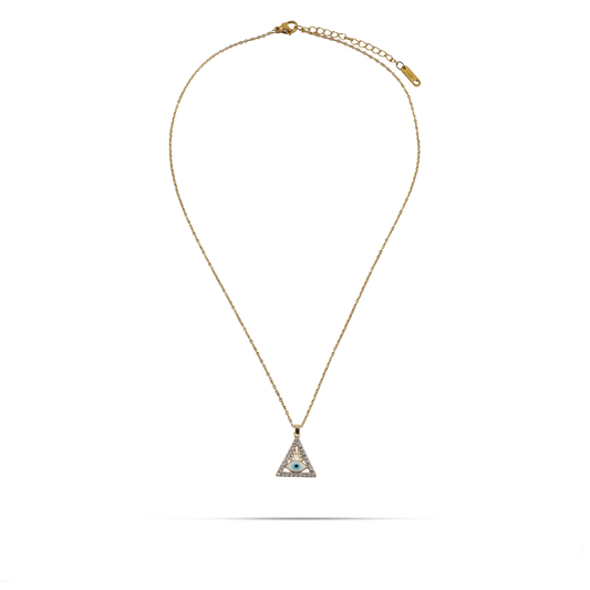 Κολιέ με τρίγωνο μενταγιόν και ματάκι Mar and Mar Aether από ανοξείδωτο ατσάλι