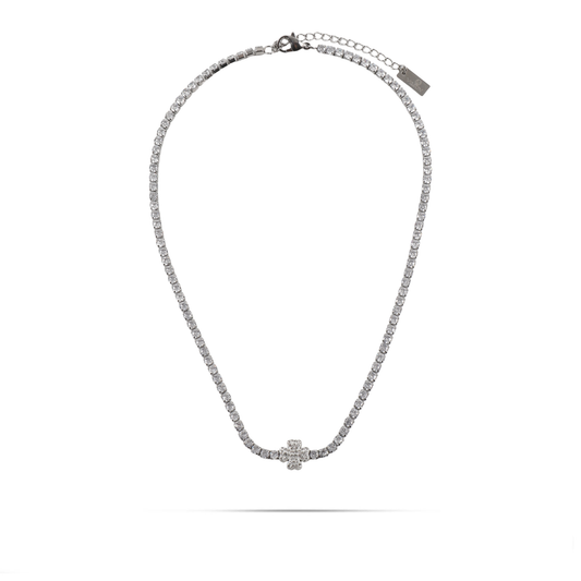 Κολιέ με πέτρες ζιργκόν Mar and Mar Tennis Clover από ανοξείδωτο ατσάλι