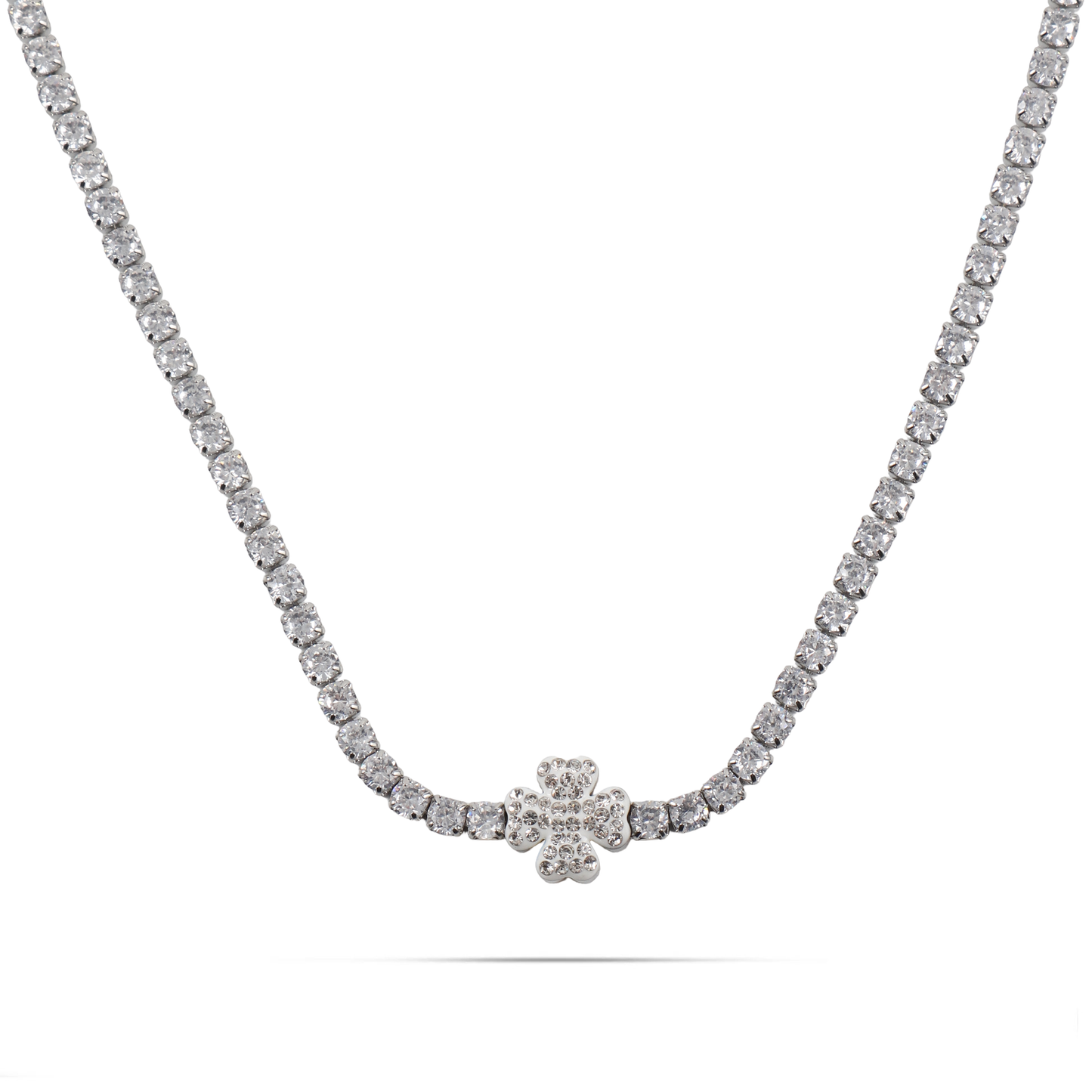 Κολιέ με πέτρες ζιργκόν Mar and Mar Tennis Clover από ανοξείδωτο ατσάλι